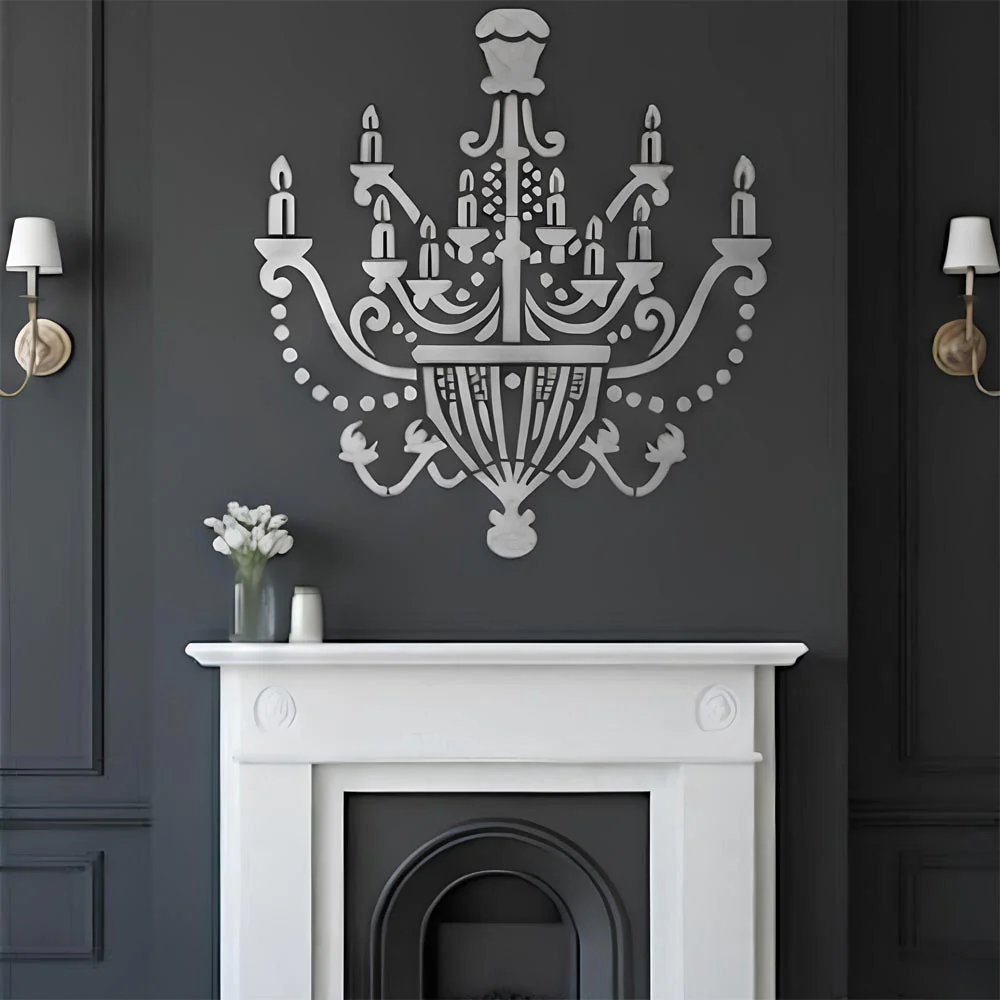 Vintage Chandelier Stencil for Wall, Furniture & Fabric Art – Classic Royal Lighting Design – ID# 701 - Image 7