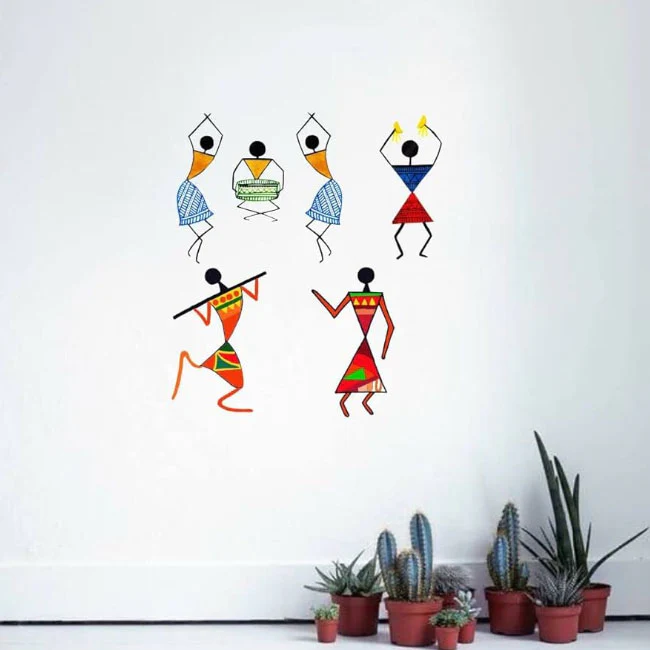 Warli Couple Bonfire Stencil | Tribal Art Stencil for Wall Painting, Scrapbooking, Embossing, Card Making ID#4506 - Image 3