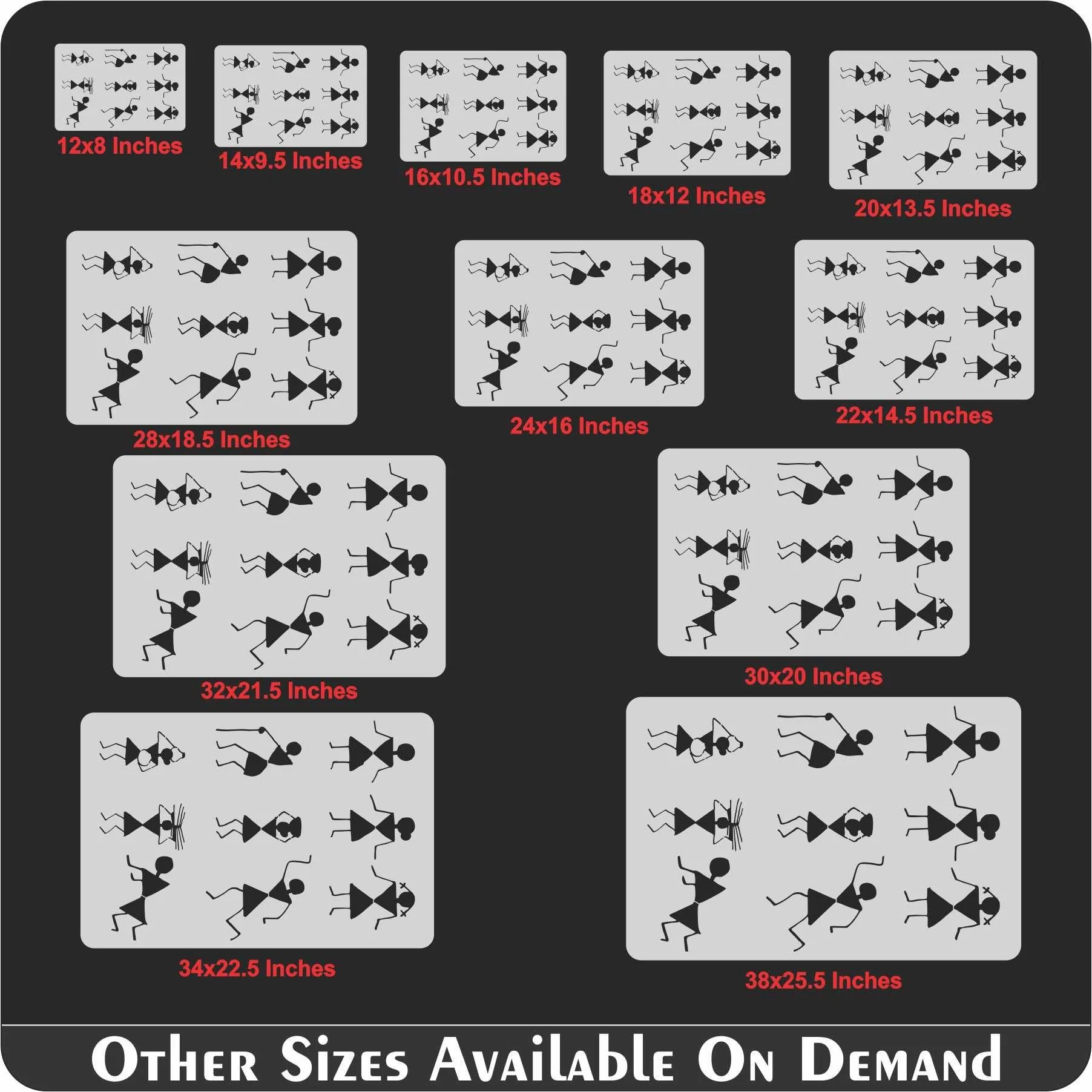 Warli Couple Bonfire Stencil | Tribal Art Stencil for Wall Painting, Scrapbooking, Embossing, Card Making ID#4506 - Image 5