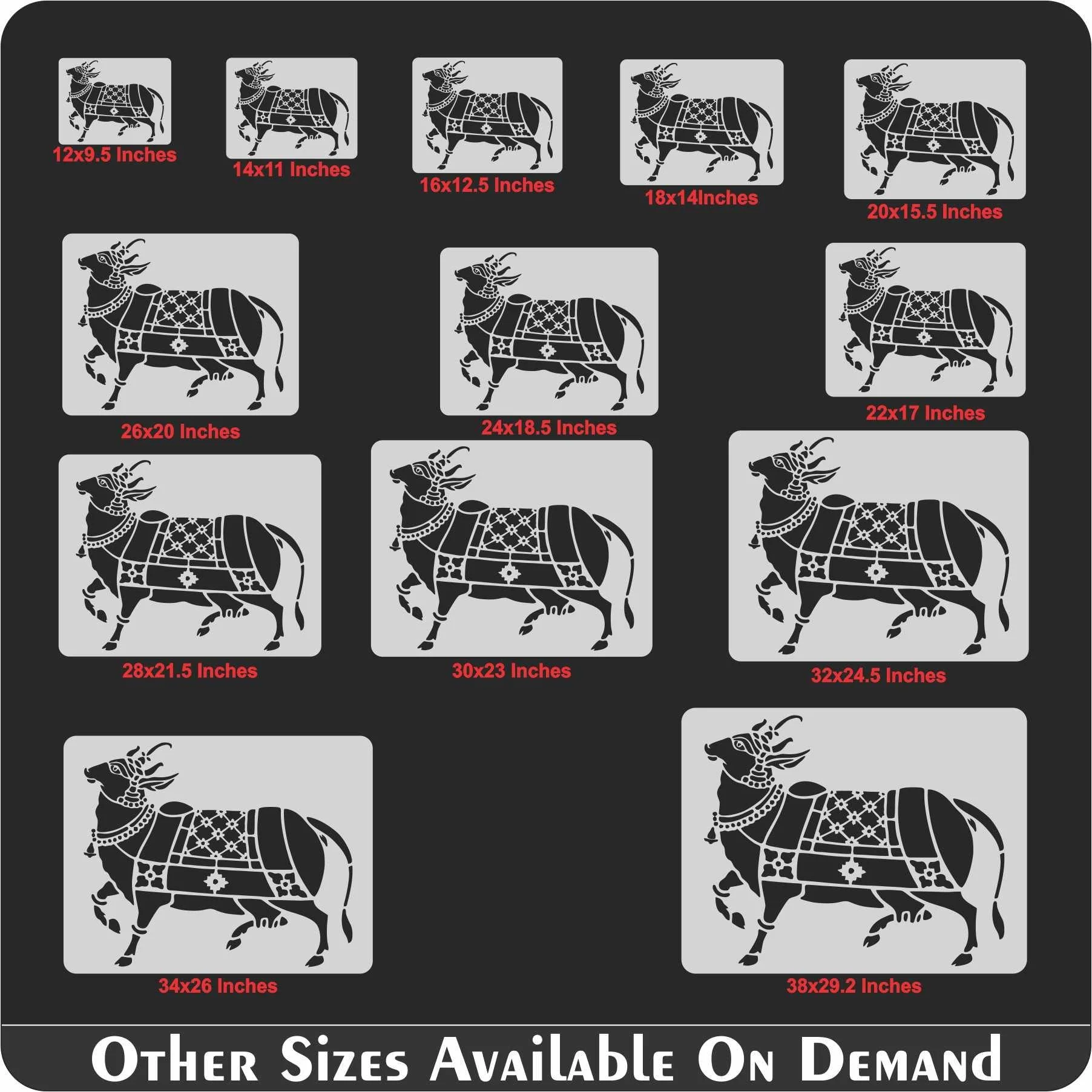 Traditional Nandi Bull Stencil | Reusable Indian Cow Stencil for Painting and Home Décor ID#4505 - Image 5