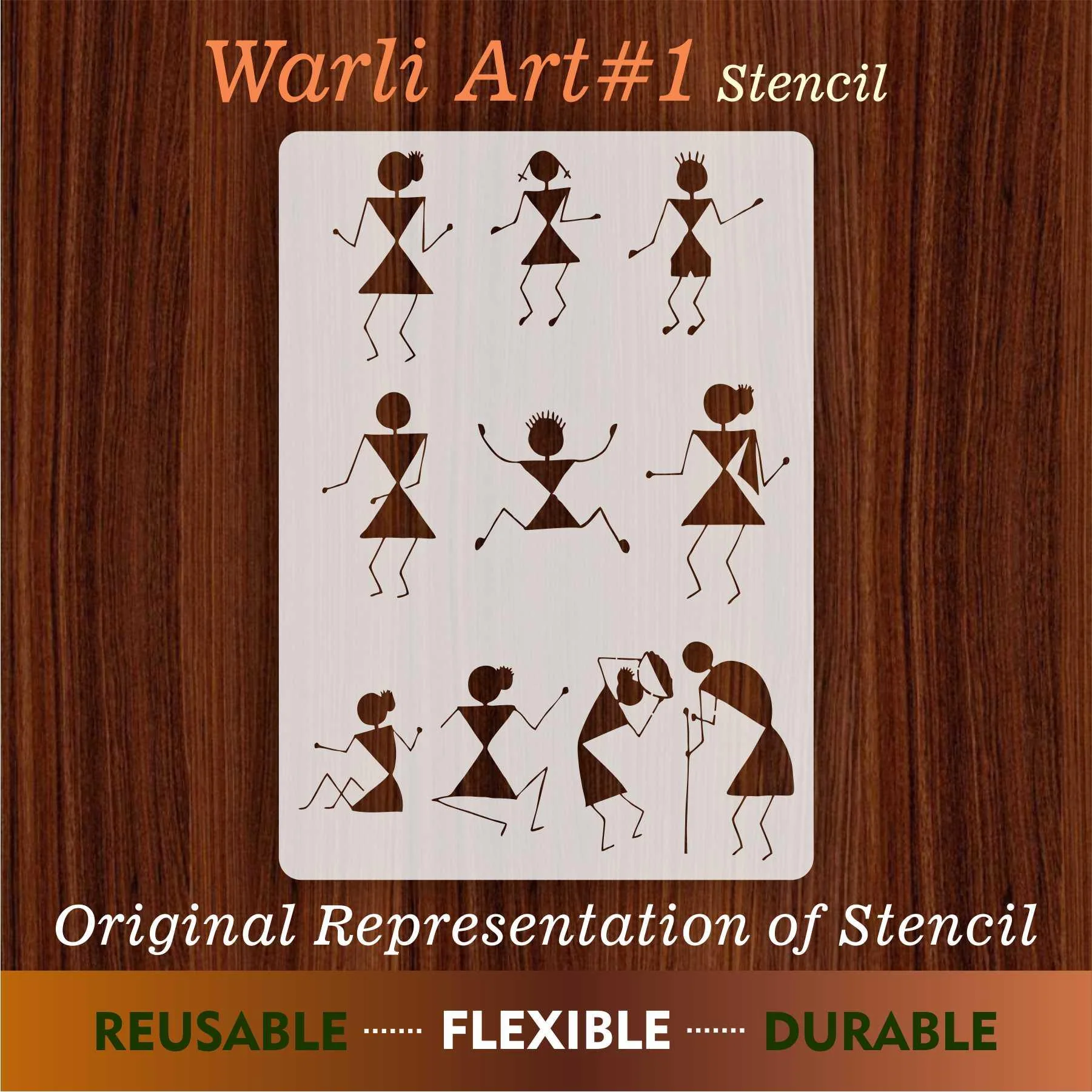 Tribal Bonfire Stencil | Warli Art Template for Wall Painting, Cards, and Paper Crafting. ID#4501 - Image 5