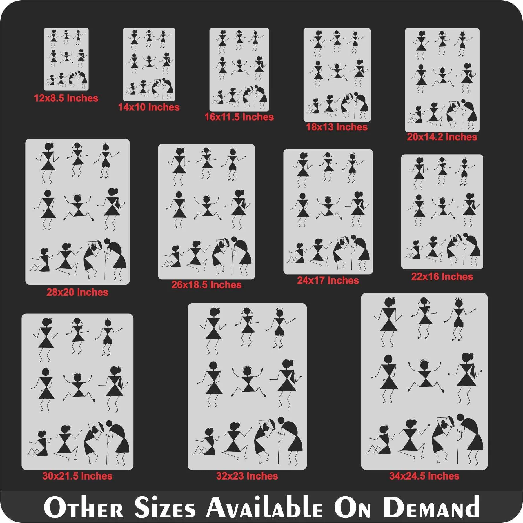 Tribal Bonfire Stencil | Warli Art Template for Wall Painting, Cards, and Paper Crafting. ID#4501 - Image 6
