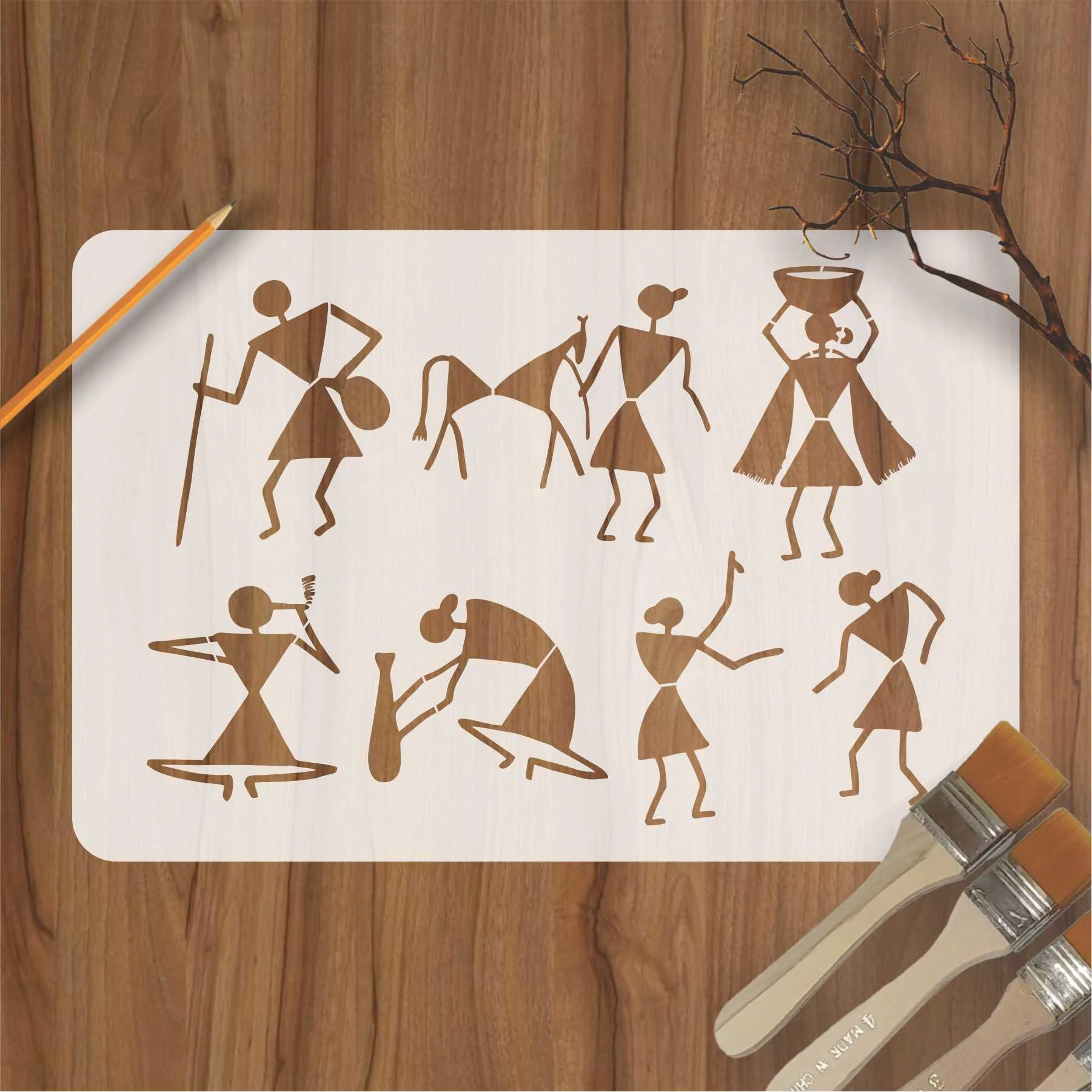 Ancient Symbolic Art Stencil – Traditional Cultural Signs for Wall & Craft Decoration ID#4503