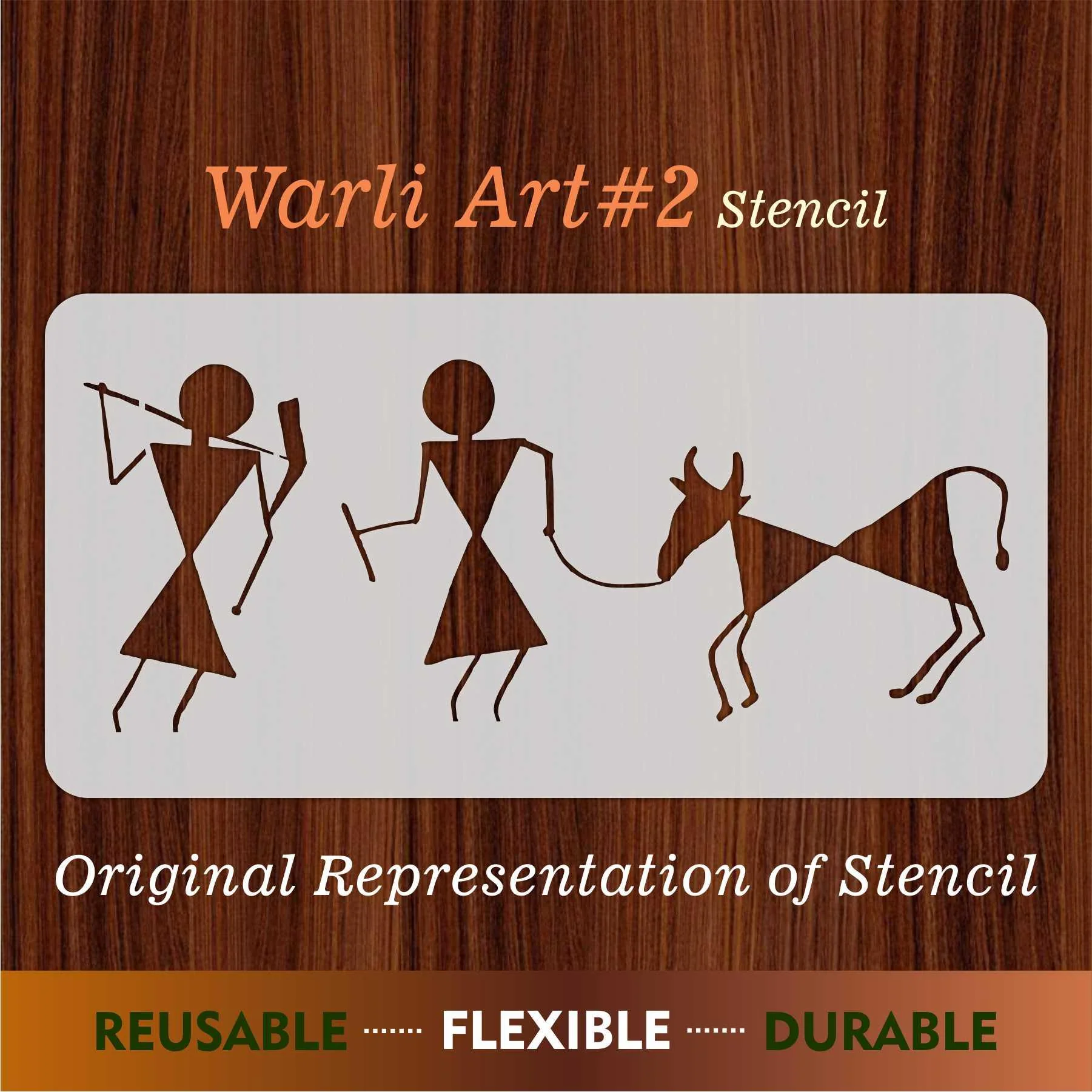 Warli Art Stencil | Tribal Folk Art Stencil for Wall Painting, Canvas, and Scrapbooking ID#4502 - Image 5