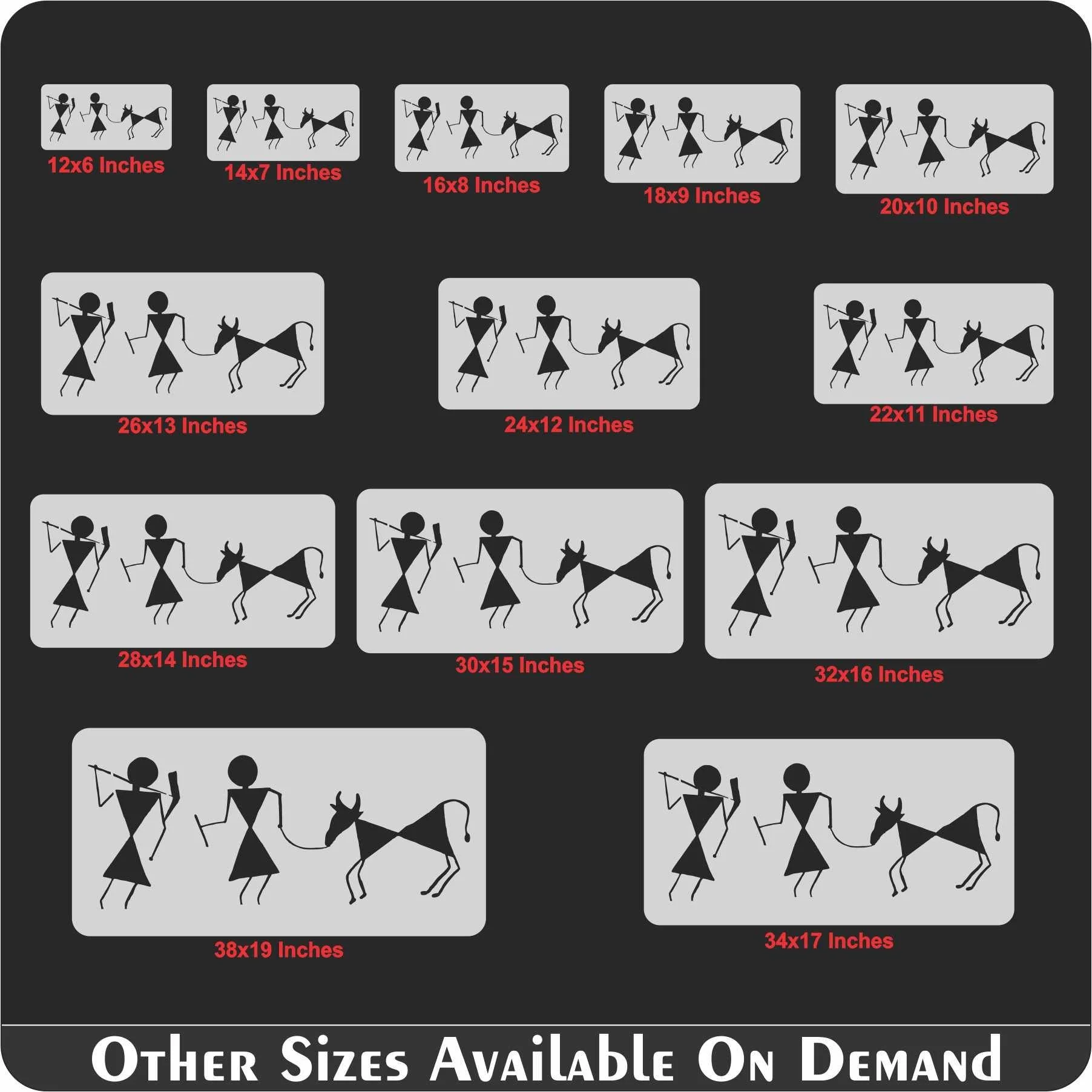 Warli Art Stencil | Tribal Folk Art Stencil for Wall Painting, Canvas, and Scrapbooking ID#4502 - Image 6