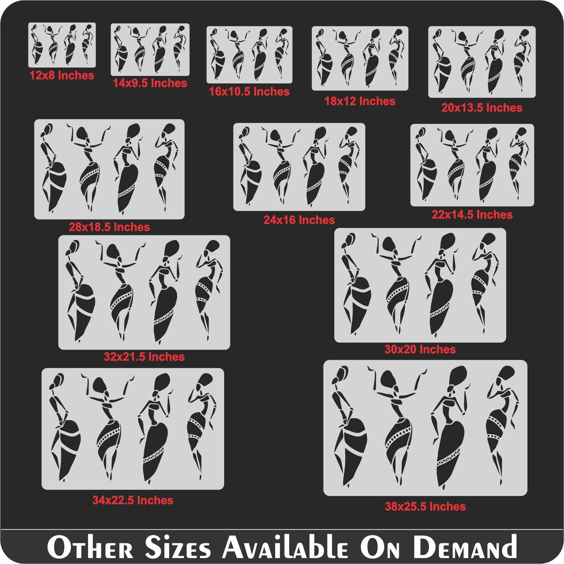 Warli &  Ancient Art Reusable Stencil for Canvas and wall painting. ID #4507 - Image 6