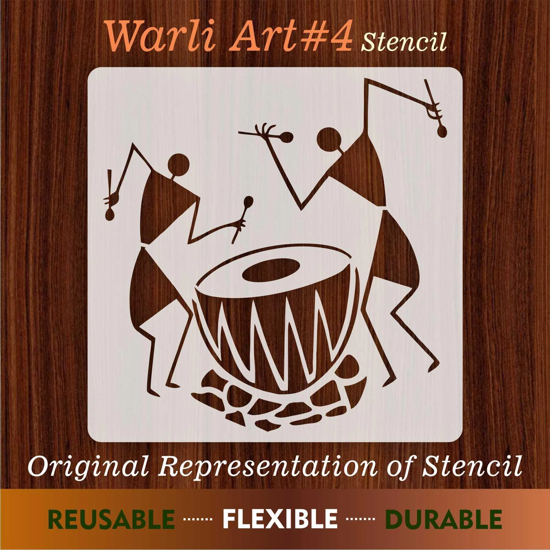 Warli Art & Ancient Reusable Stencil for Canvas and wall painting. ID #4504 - Image 7