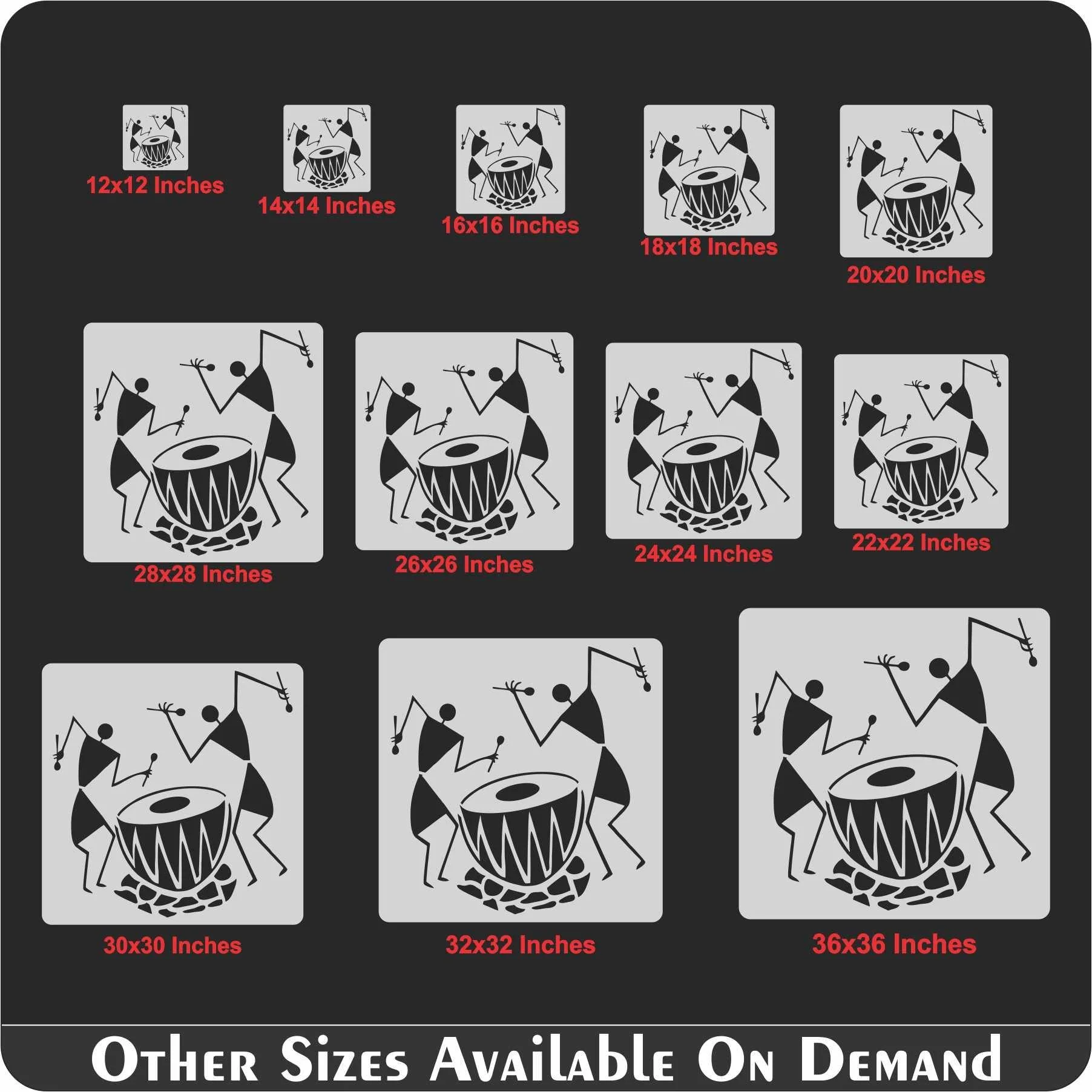 Warli Art & Ancient Reusable Stencil for Canvas and wall painting. ID #4504 - Image 8
