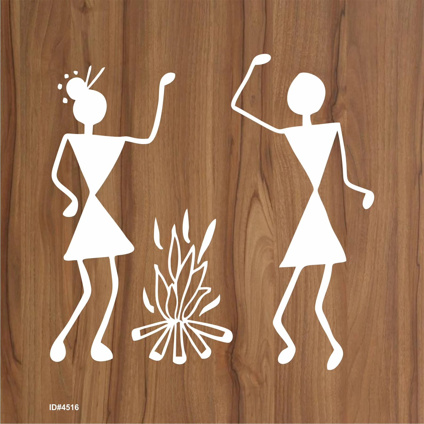 Warli Couple Near the Bornfire Stencil Wall Painting Scrapbooking Stamping Embossing Album Paper Card Template ID#4156 - Image 2