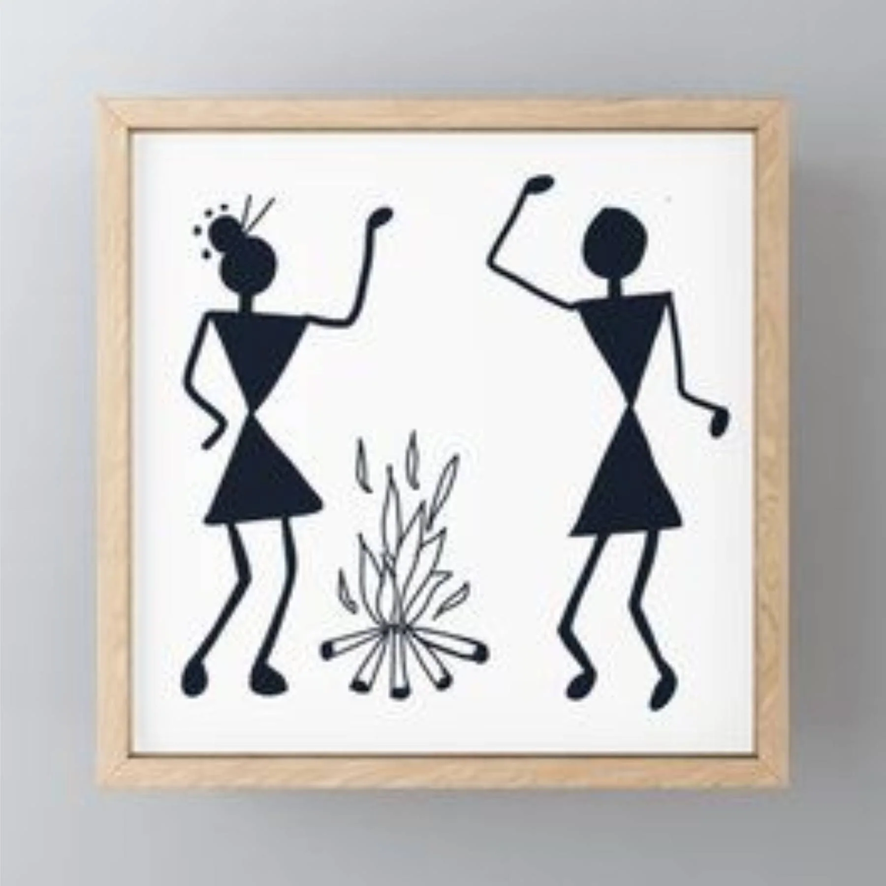 Warli Couple Near the Bornfire Stencil Wall Painting Scrapbooking Stamping Embossing Album Paper Card Template ID#4156 - Image 4