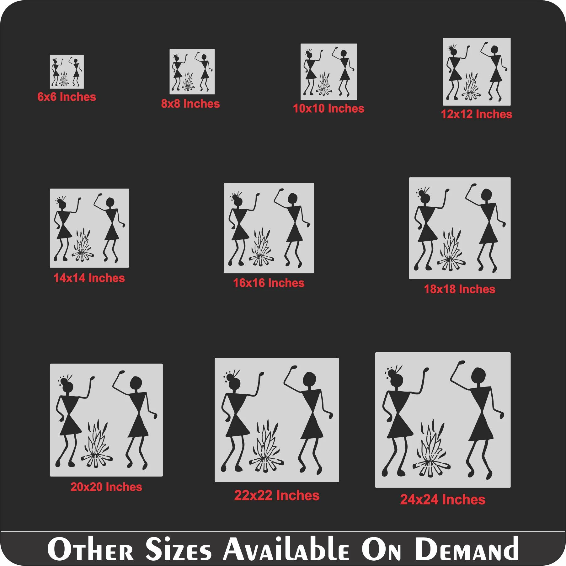 Warli Couple Near the Bornfire Stencil Wall Painting Scrapbooking Stamping Embossing Album Paper Card Template ID#4156 - Image 7