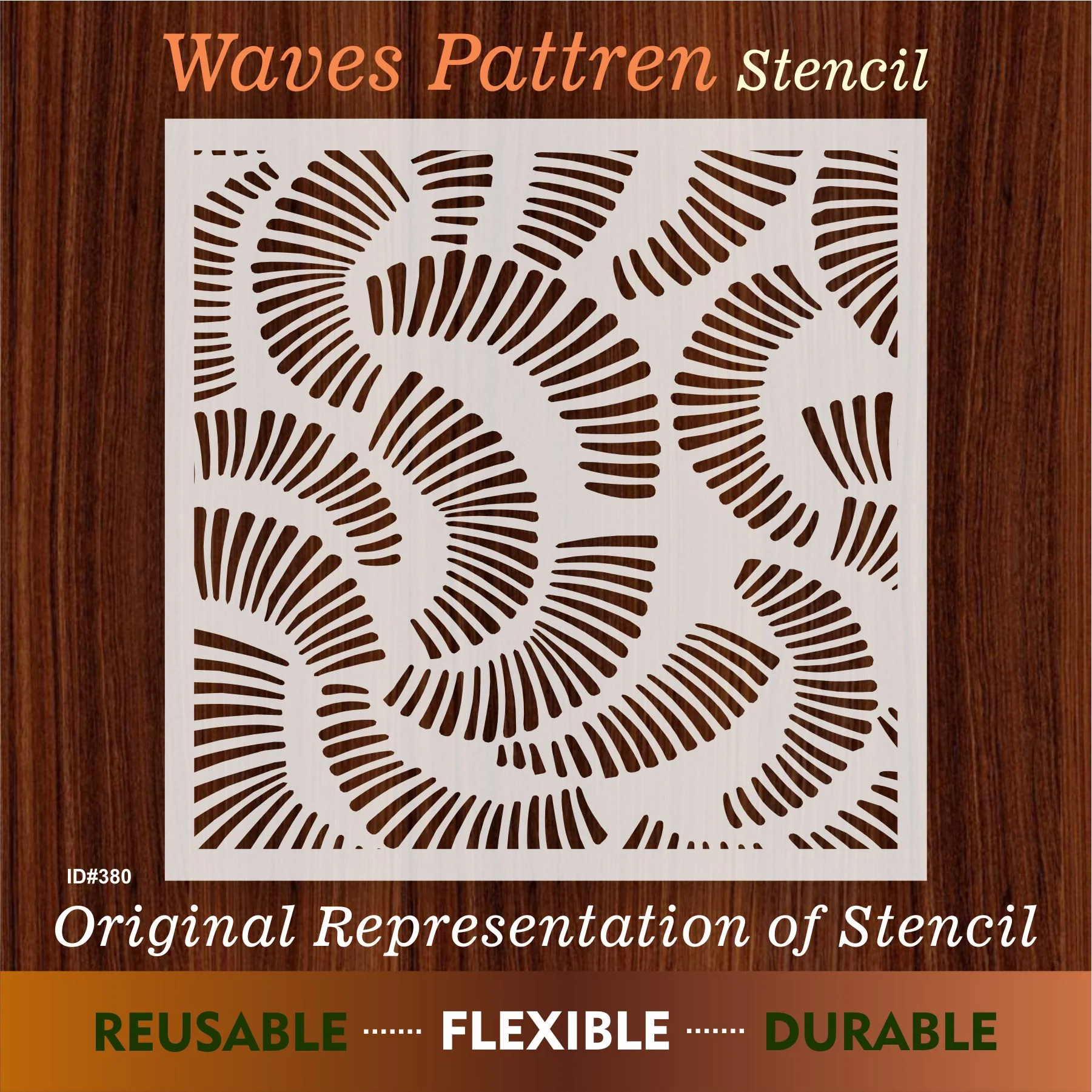 Waves Pattren Stencil Reusable Stencil For Canvas And Wall Painting.ID #380 - Image 7
