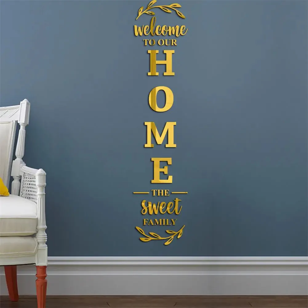 Welcome Home Large 3d Mirror Wall Stickers Self-adhesive Acrylic Decals For Home Room Decor Wall Decoration - Image 5