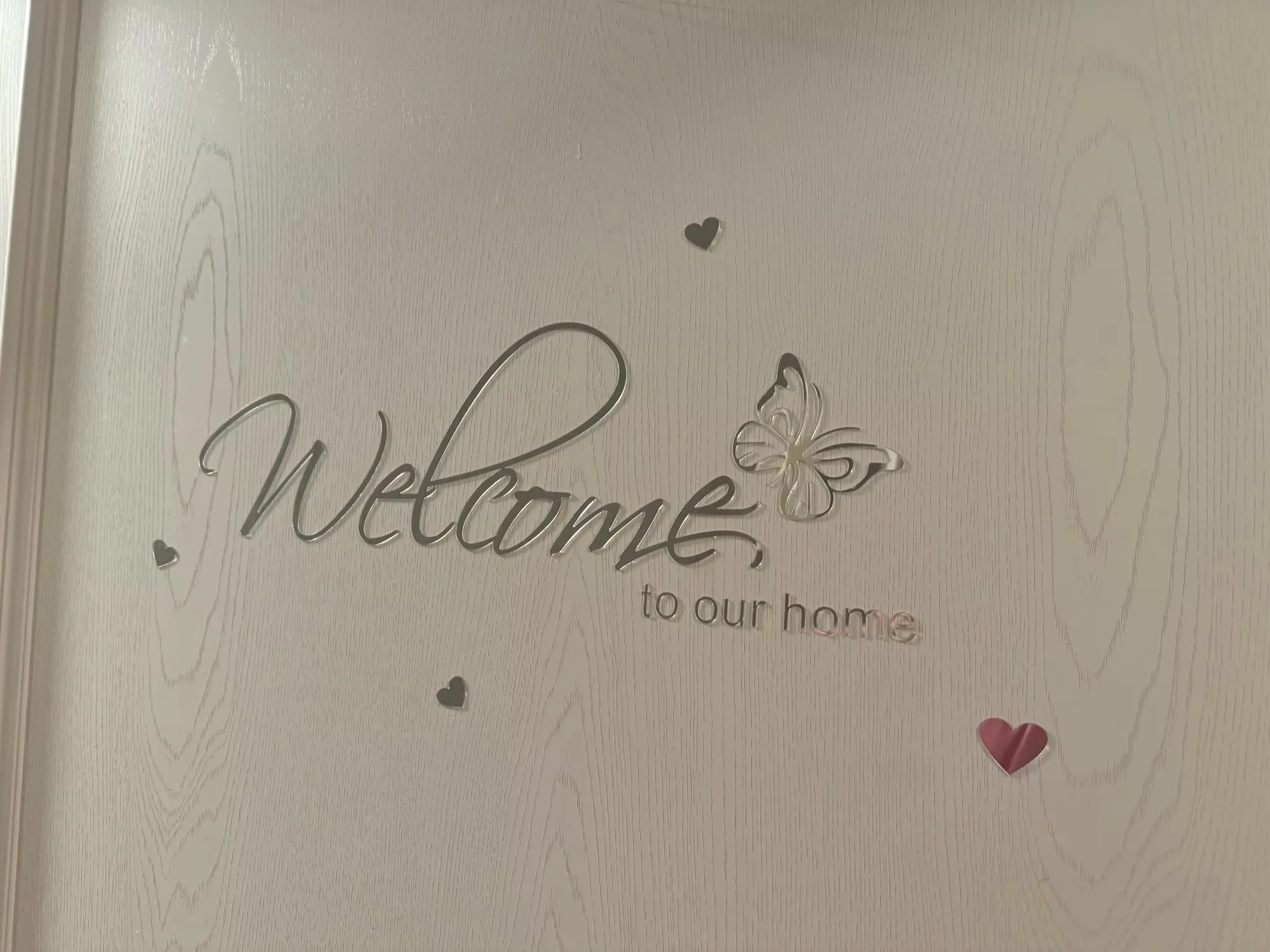 Welcome To Our Home Acrylic Mirror Wall Sticker Butterfly Stickers Bedroom Living Room Decals Self-adhesion Wallpaper Door Decor - Image 2