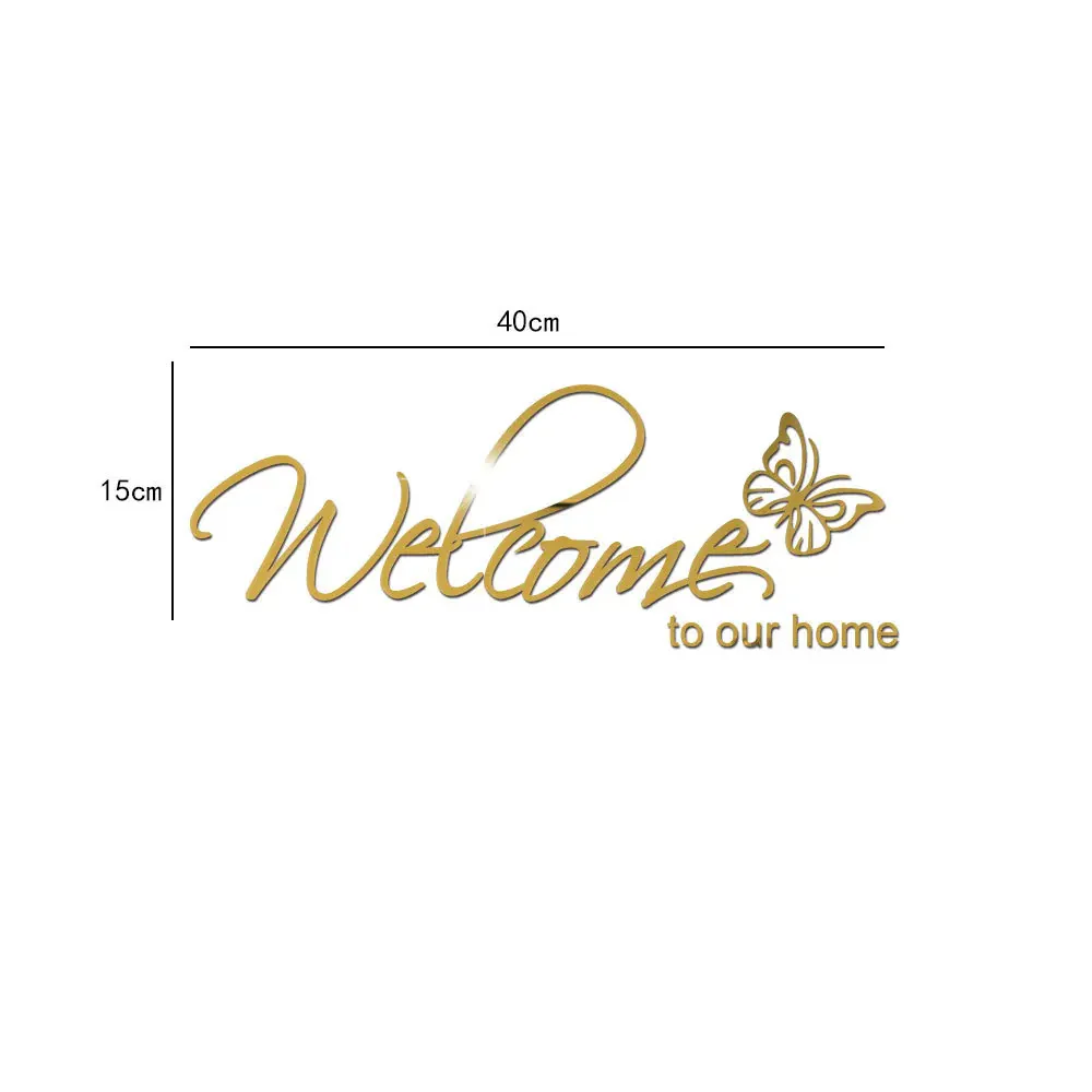 Welcome To Our Home Acrylic Mirror Wall Sticker Butterfly Stickers Bedroom Living Room Decals Self-adhesion Wallpaper Door Decor - Image 5