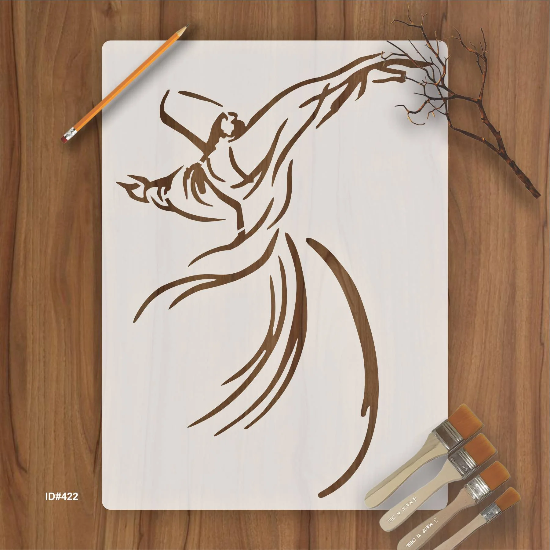Whirling Sufi Dervish Stencil Meditation, Dervishes,Rebirth,Love, Acrylic Painting, Islam, Turkish Framed Tile. ID #522 - Image 2