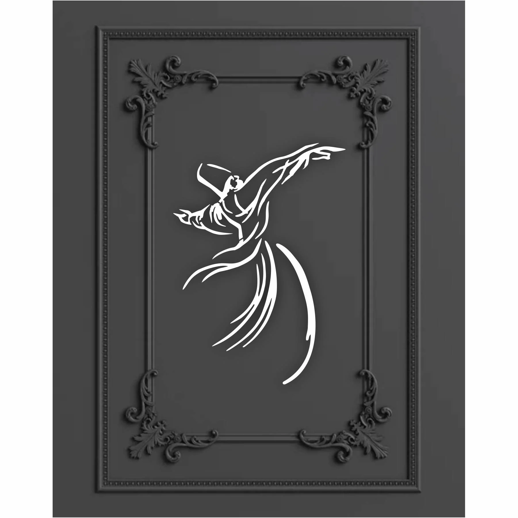 Whirling Sufi Dervish Stencil Meditation, Dervishes,Rebirth,Love, Acrylic Painting, Islam, Turkish Framed Tile. ID #522 - Image 7
