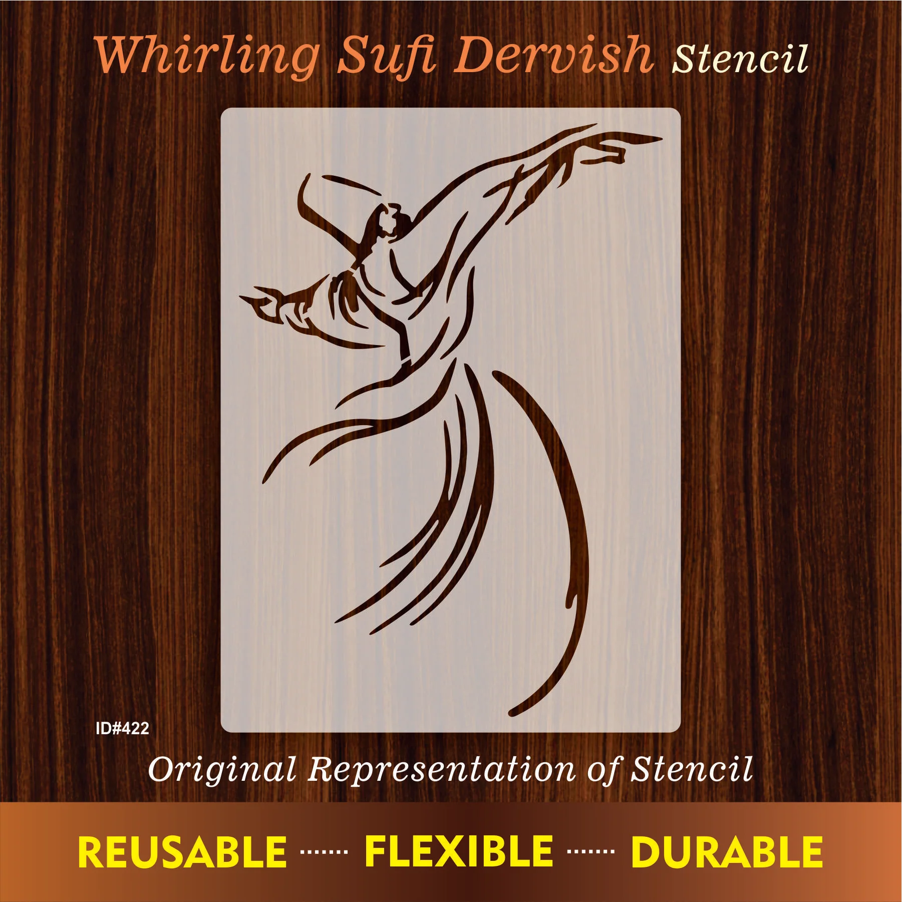 Whirling Sufi Dervish Stencil Meditation, Dervishes,Rebirth,Love, Acrylic Painting, Islam, Turkish Framed Tile. ID #522 - Image 9