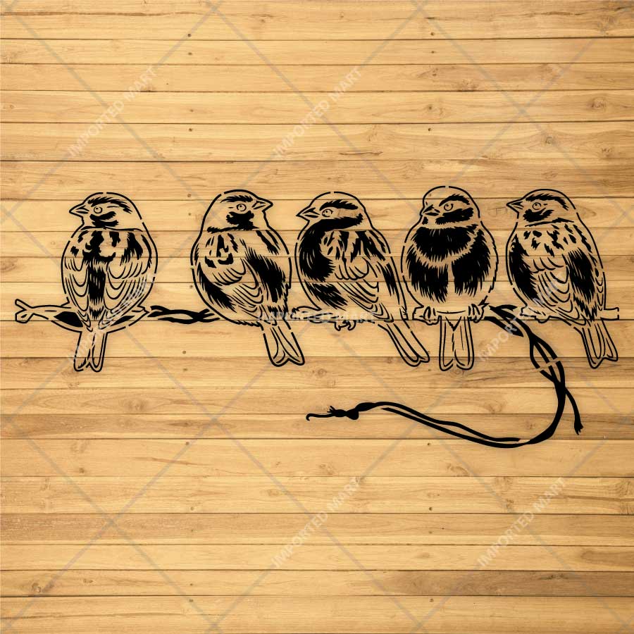 Whispering Sparrows Birds Branch Stencil for Wall, Wood & Fabric Painting Art – Nature Bird Design – ID# 817 - Image 3