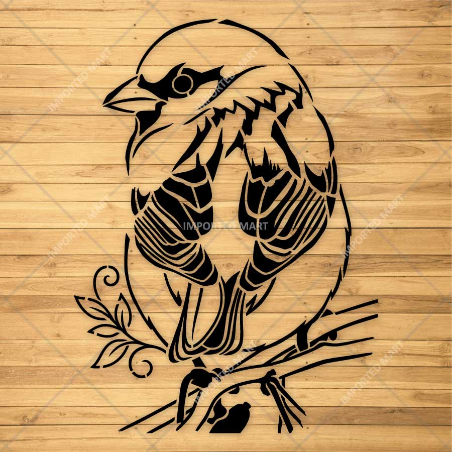 Wildlife Sparrow Bird Stencil for Wall, Wood & Fabric Painting Art – Nature Animal Design – ID# 814 - Image 3