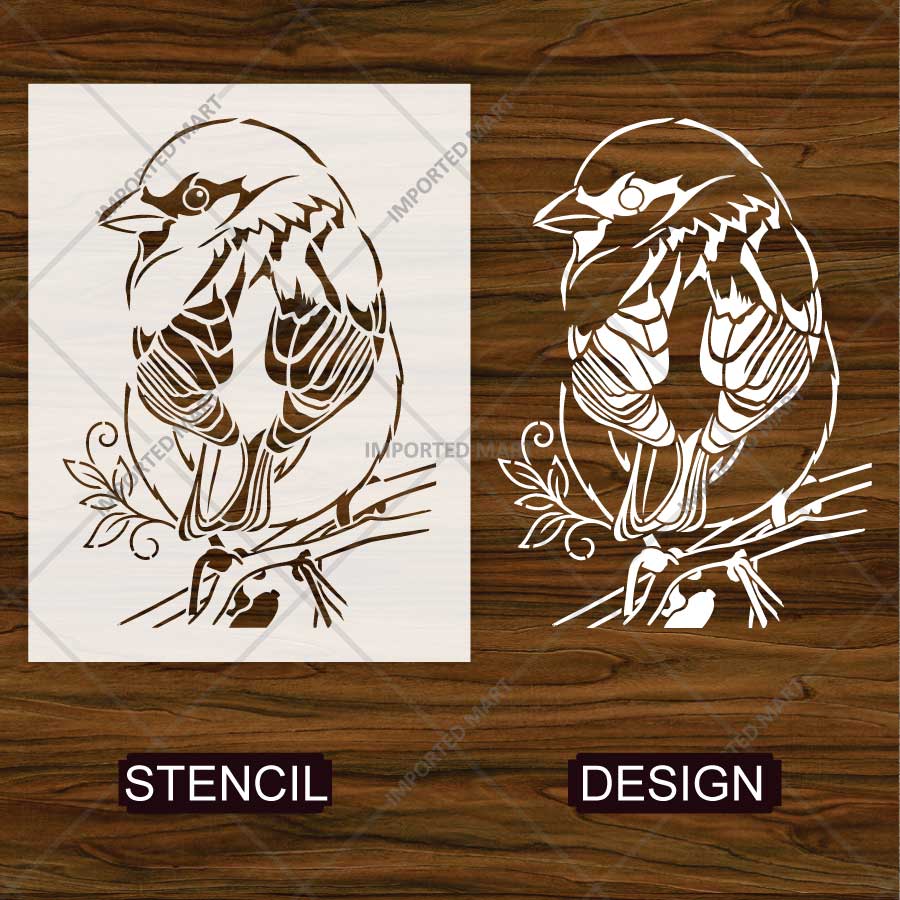 Wildlife Sparrow Bird Stencil for Wall, Wood & Fabric Painting Art – Nature Animal Design – ID# 814 - Image 4