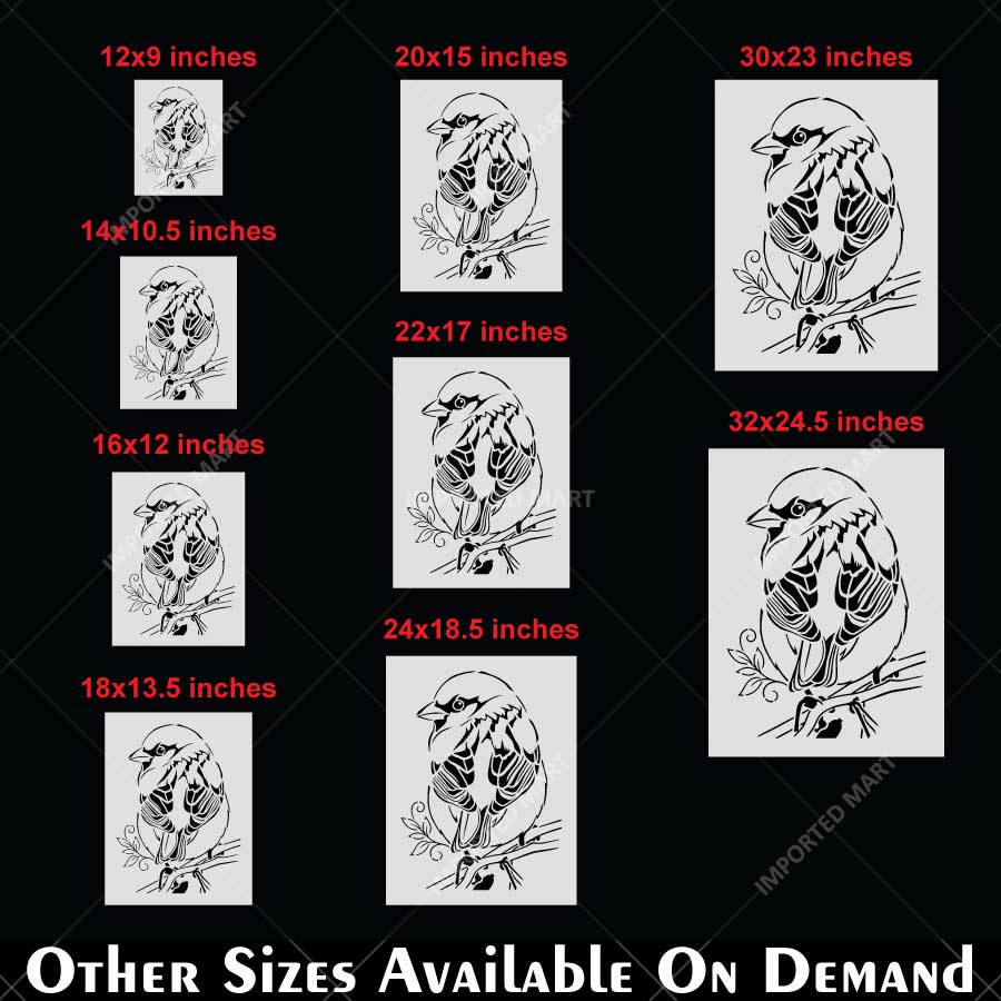 Wildlife Sparrow Bird Stencil for Wall, Wood & Fabric Painting Art – Nature Animal Design – ID# 814 - Image 5