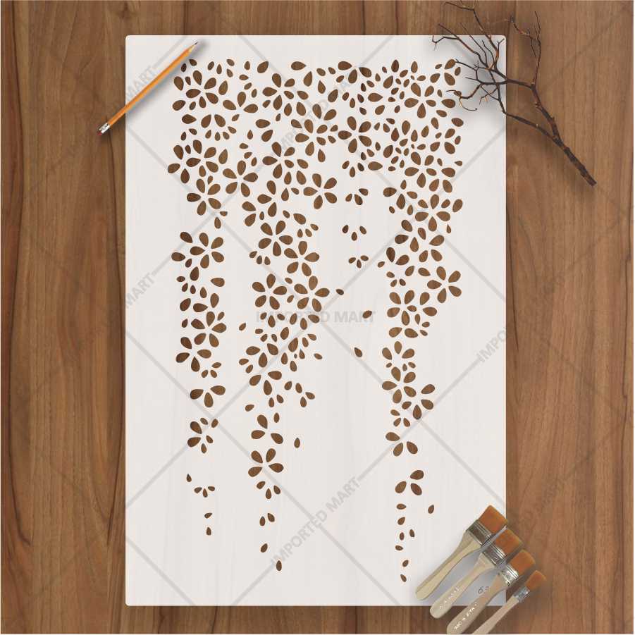 Wisteria Flower Stencil – Hanging Floral Vine Design for Wall & Craft Painting – ID# 637