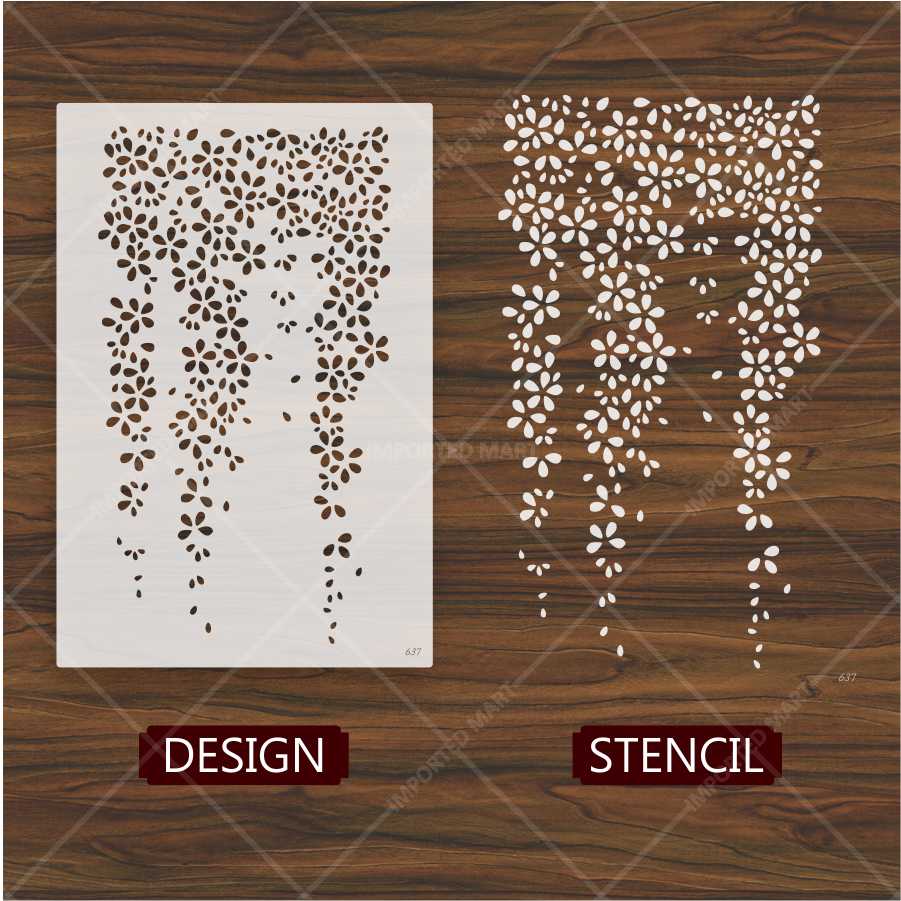 Wisteria Flower Stencil – Hanging Floral Vine Design for Wall & Craft Painting – ID# 637 - Image 2