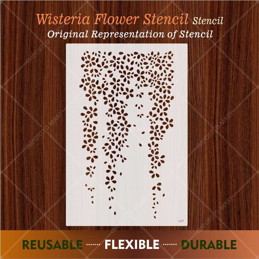 Wisteria Flower Stencil – Hanging Floral Vine Design for Wall & Craft Painting – ID# 637 - Image 3