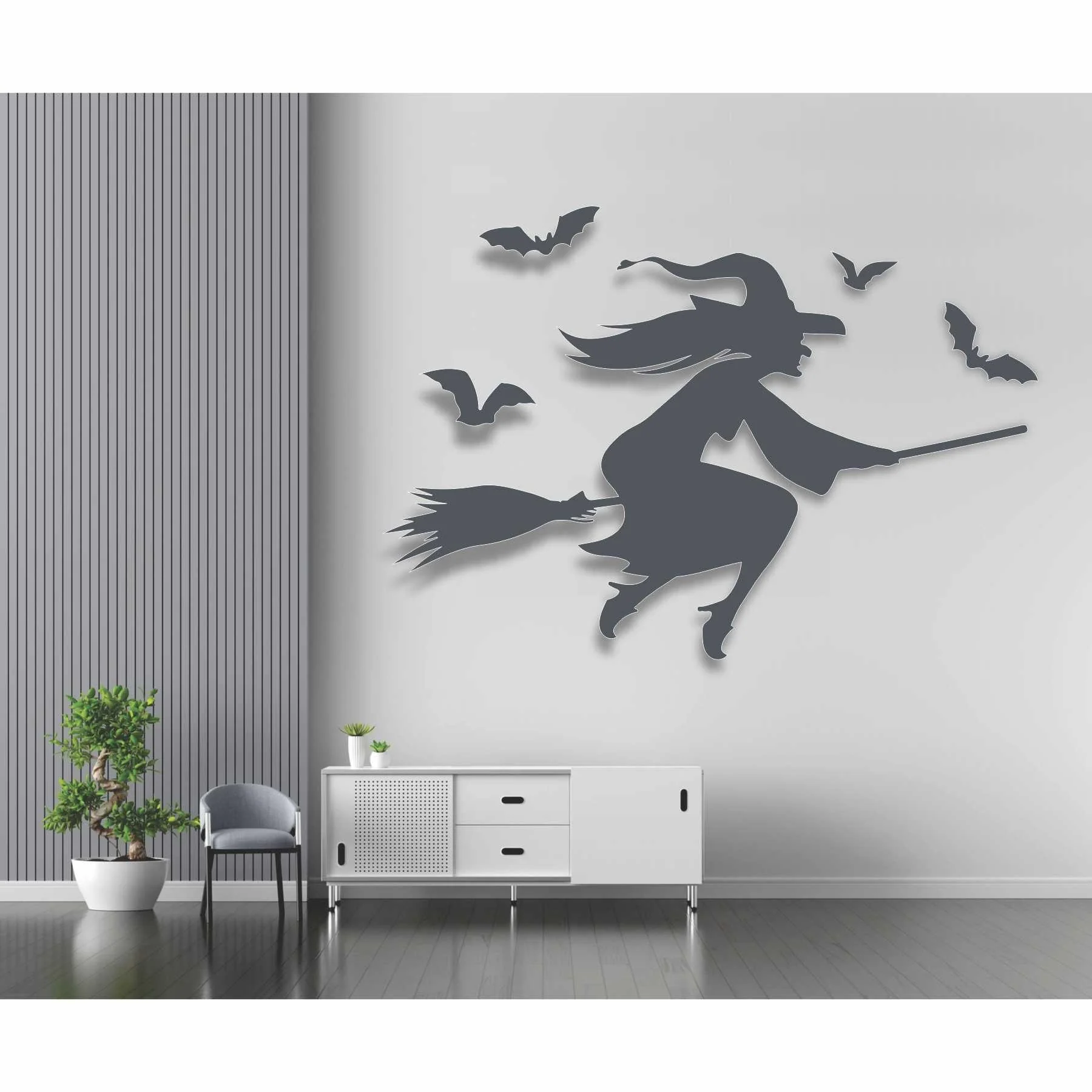 Woman with Magic broom Reusable Stencil For Canvas And Wall Painting.ID#148 - Image 3