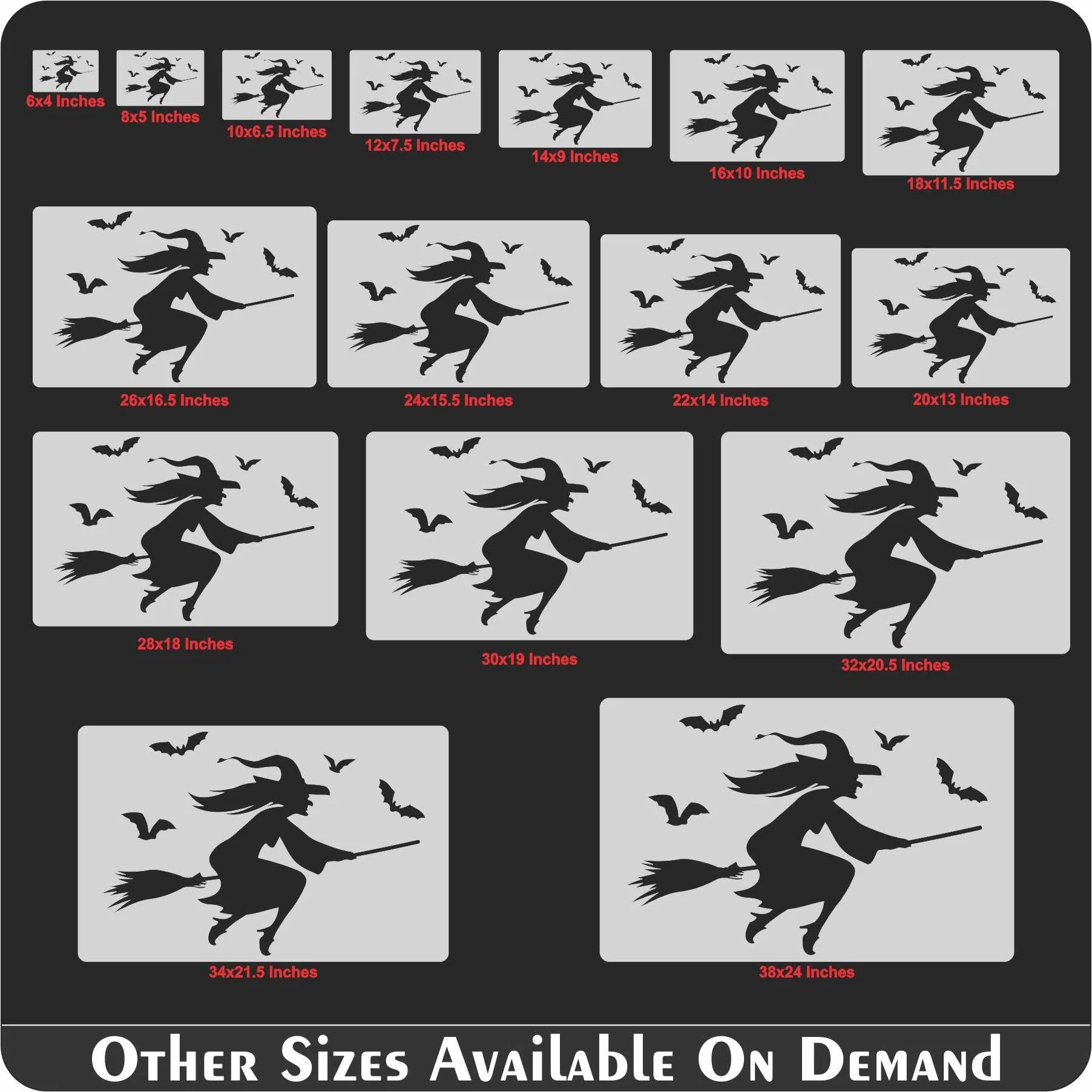 Woman with Magic broom Reusable Stencil For Canvas And Wall Painting.ID#148 - Image 9