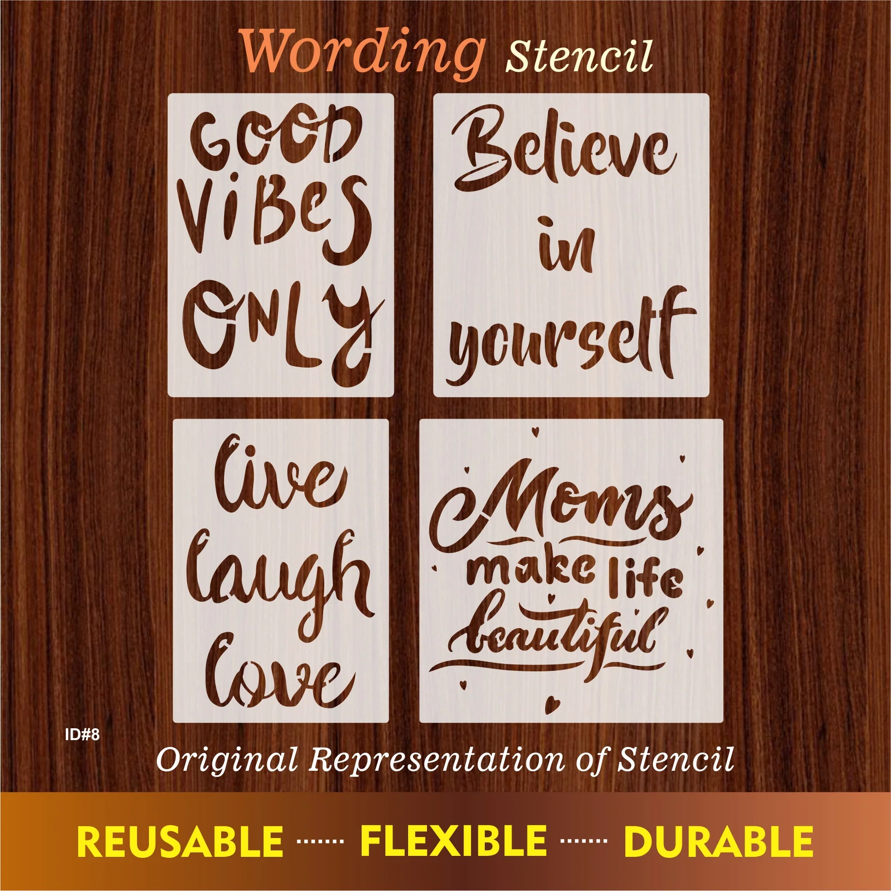 Wording Inspirational Quote Stencils Resuable Plastic Motivational Templates for Word Art Works, Home Decor & DIY Projects. ID#08