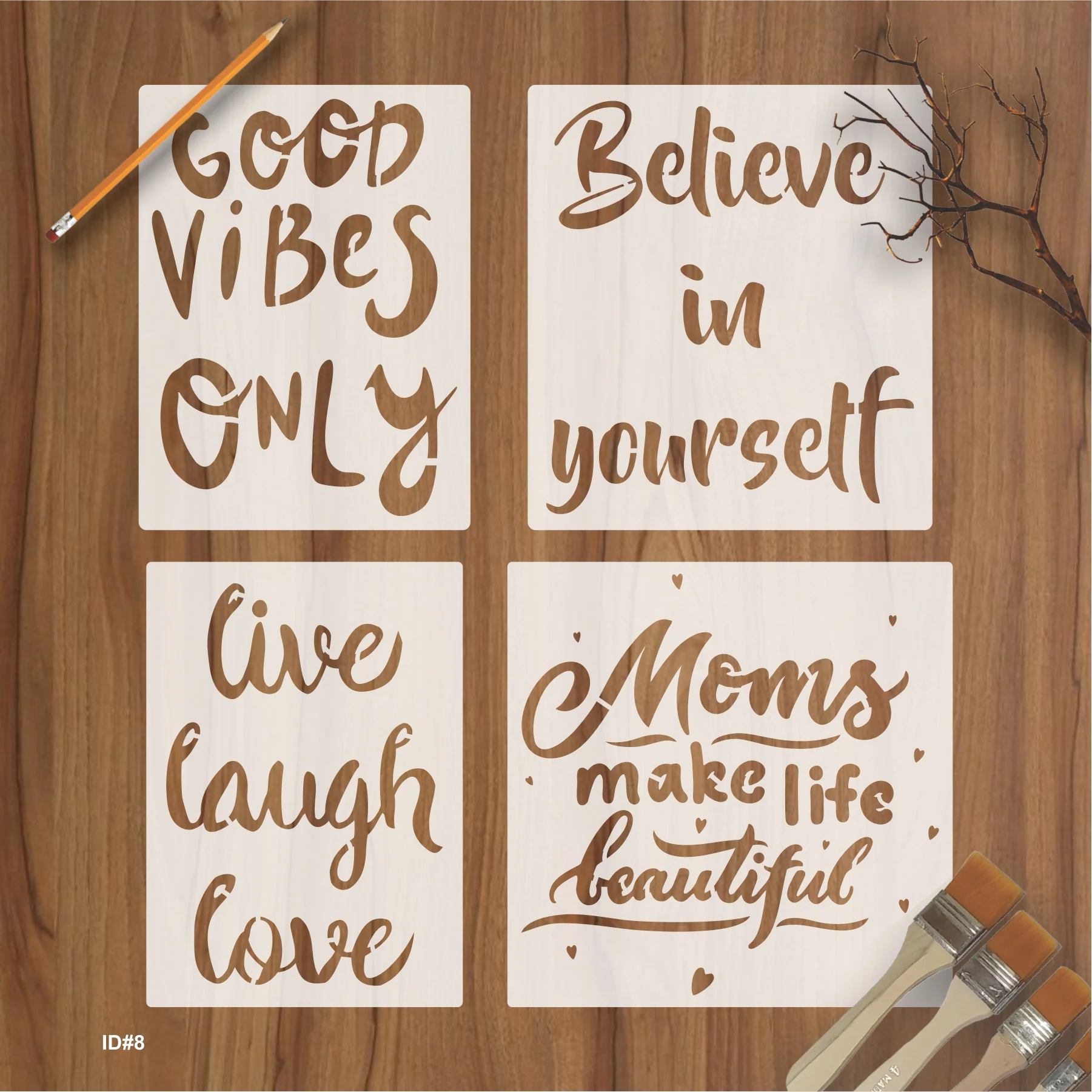 Wording Inspirational Quote Stencils Resuable Plastic Motivational Templates for Word Art Works, Home Decor & DIY Projects. ID#08 - Image 2