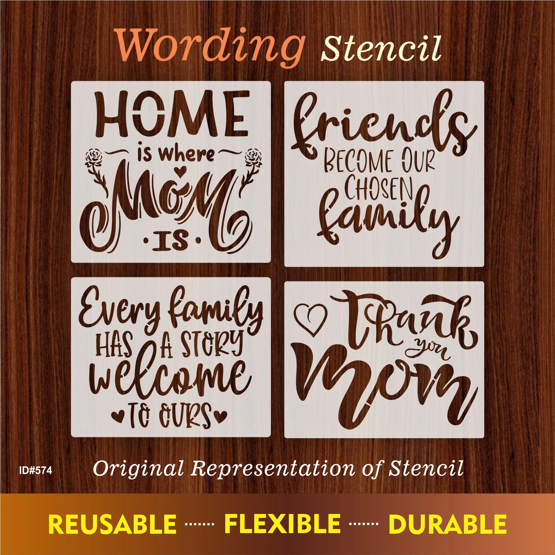 Wording Inspirational Quote Stencils Resuable Plastic Motivational Templates for Word Art Works, Home Decor & DIY Projects. ID #574
