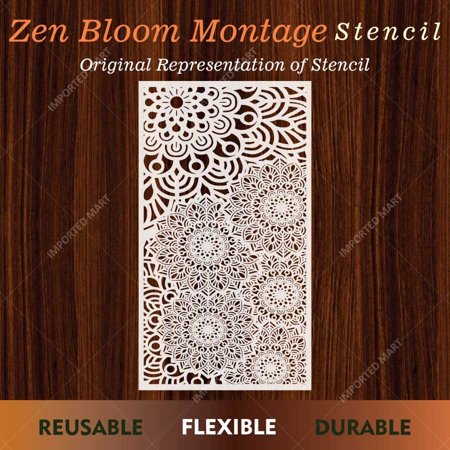 Zen Bloom Mandala Montage Stencil for Walls, Furniture & Canvas – Floral Layered Pattern Design – ID# 739 - Image 4