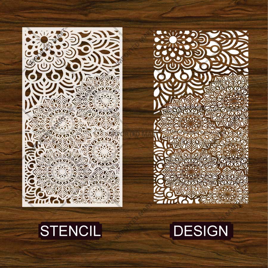 Zen Bloom Mandala Montage Stencil for Walls, Furniture & Canvas – Floral Layered Pattern Design – ID# 739 - Image 7