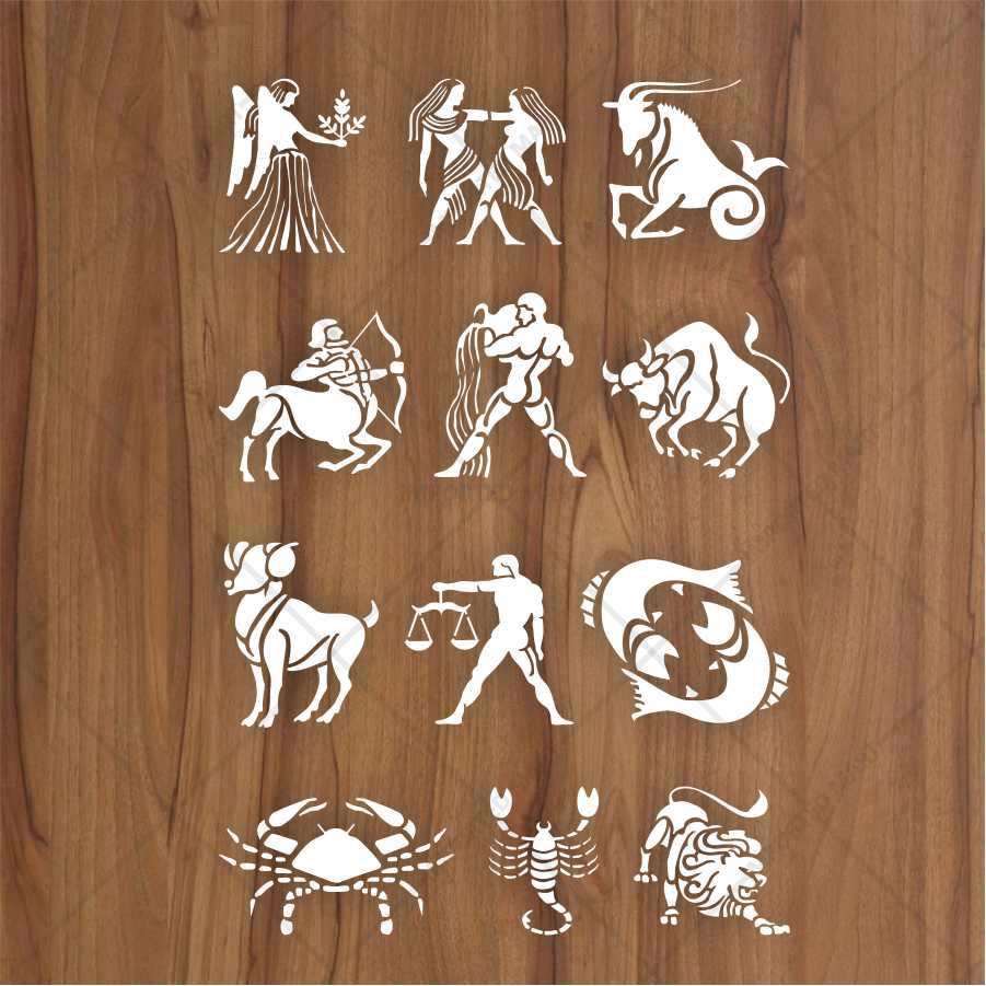 Zodiac Signs Stencil Set for Wall, Wood & Fabric Art – 12-Piece Astrology Symbol Pack – ID# 647 - Image 3